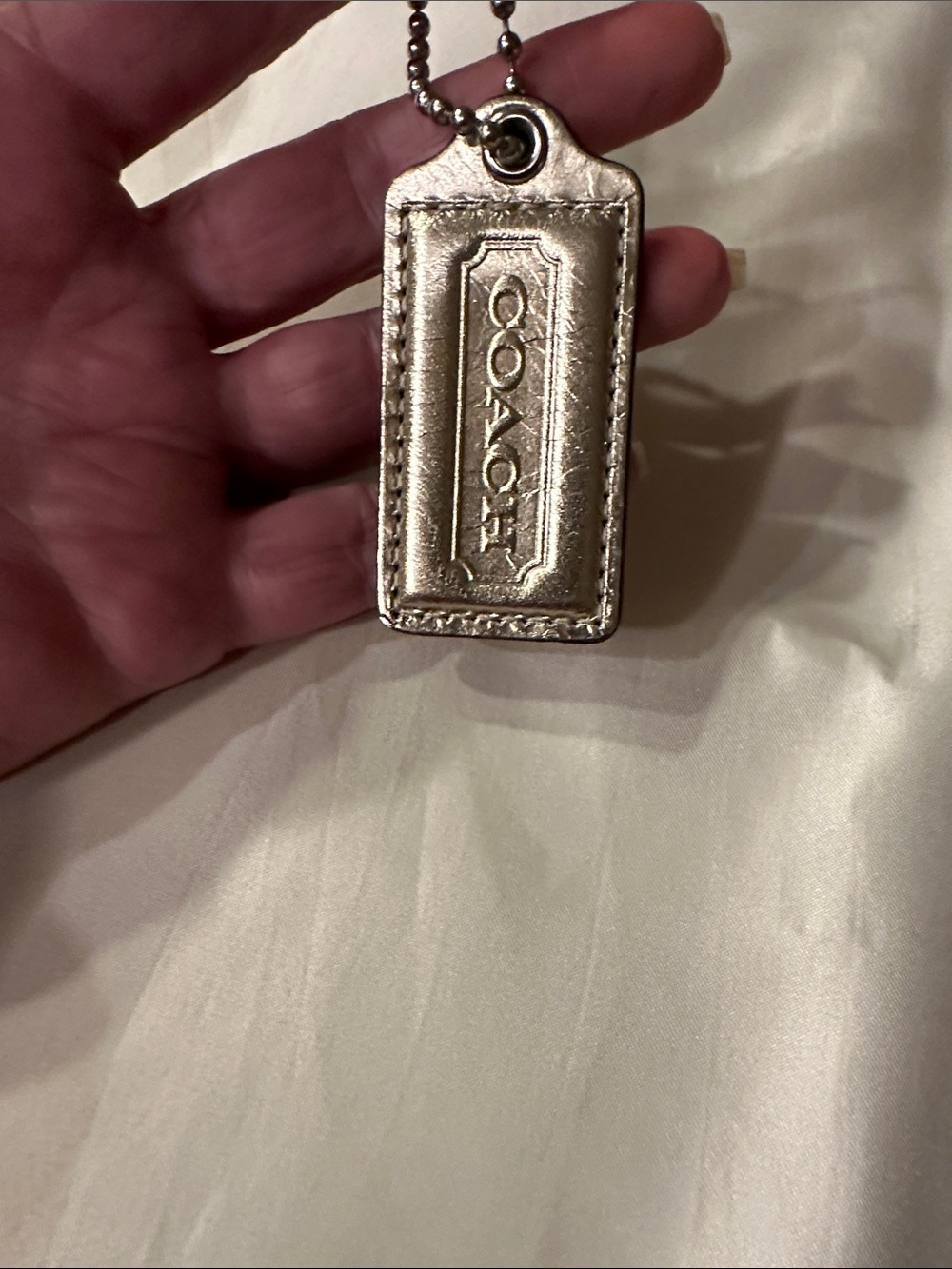 COACH Metallic Gold Leather Hang Tag/BagCharm